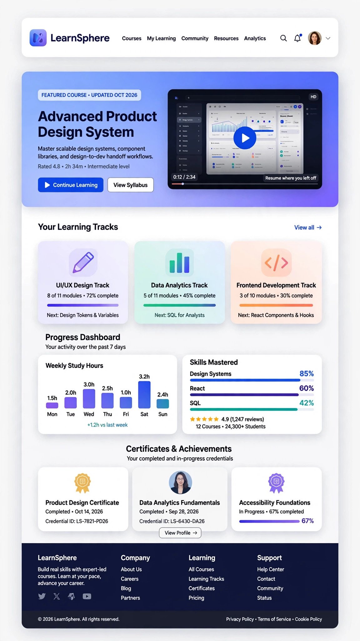 Online Learning Platform - Web App website concept design